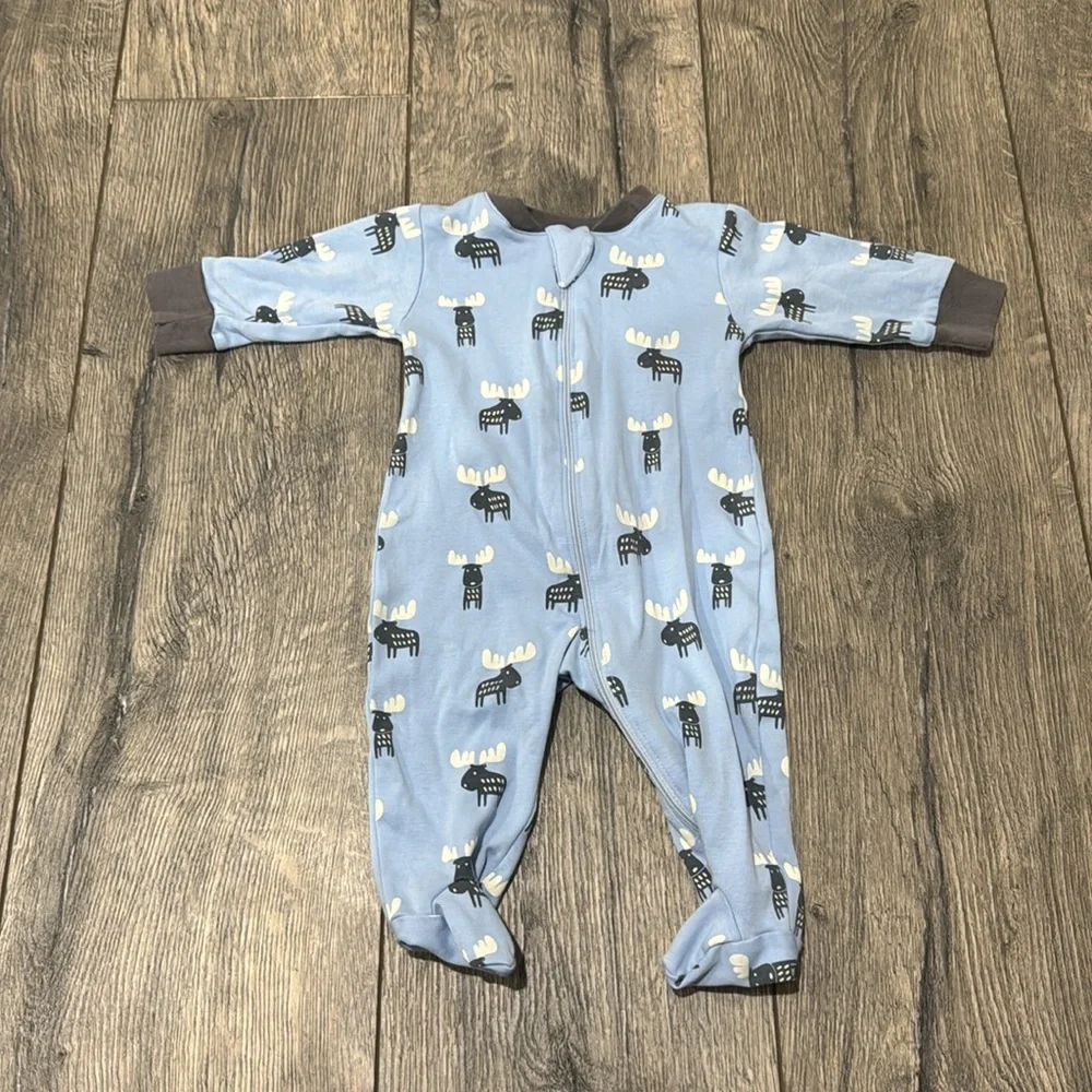 • Kissy Love By Kissy Kissy • Boy's Moose Tracks One Piece Footie Pajamas Blue
